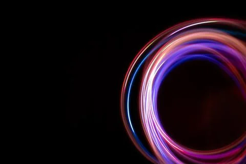 Neon design circle element lights glow and flash technology abstract background Stock Illustration