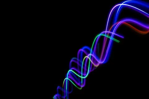 Neon design elements light glow and flash technology abstract background. 写真素材