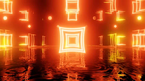 Neon Design orange pattern form wall. 4K video with various neon elements and a Stock Footage 270241750