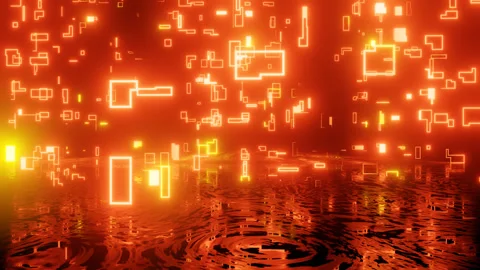 Neon Design orange pattern form wall. 4K video with various neon elements and a Stock Footage 271340172