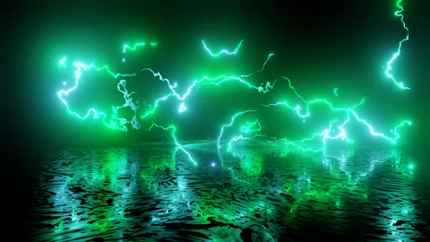 Neon Design of wall pattern of green neon lightning4K video with various neon Stock Footage 276319928