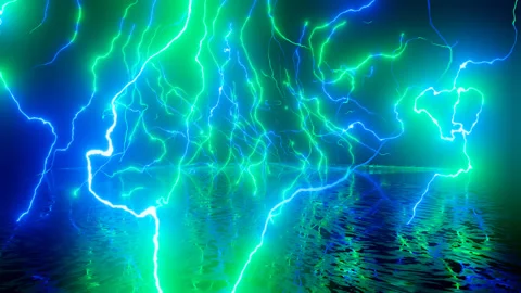 Neon Design of wall pattern of neon lightning. 4K video with various neon Stock Footage 274192257