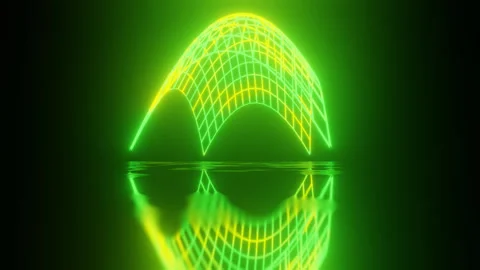 Neon Design of wireframe 3d surface 4K video with various neon elements and a Stock Footage 271340113