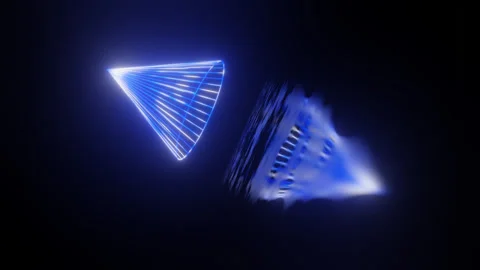Neon Design of wireframe cone 4K video with various neon elements and a Stock Footage 275014097