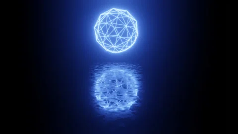 Neon Design of wireframe sphere. 4K video with various neon elements and a Stock Footage 271340009