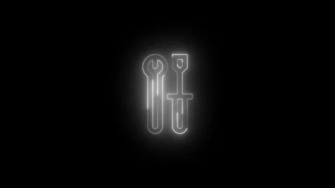 Neon developer tools icon glowing black background animation Stock Footage 289472058