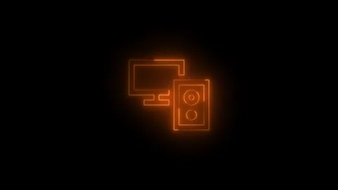 Neon device discovery icon glowing black background animation Video stock 289472078
