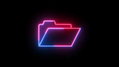 Neon device folder icon glowing animated black background Stock Footage 274383320
