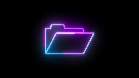 Neon device folder icon glowing animated black background Stock Footage 274383321