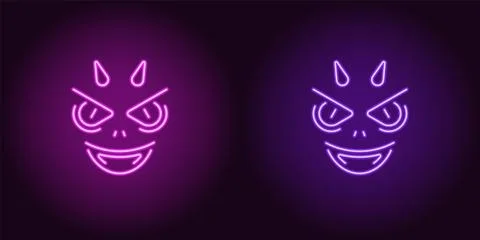 Neon Devil in Purple and Violet color Stock Illustration