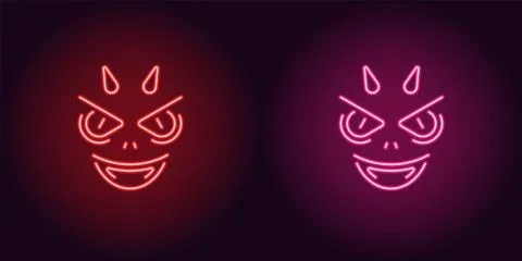 Neon Devil in Red and Pink color Stock Illustration