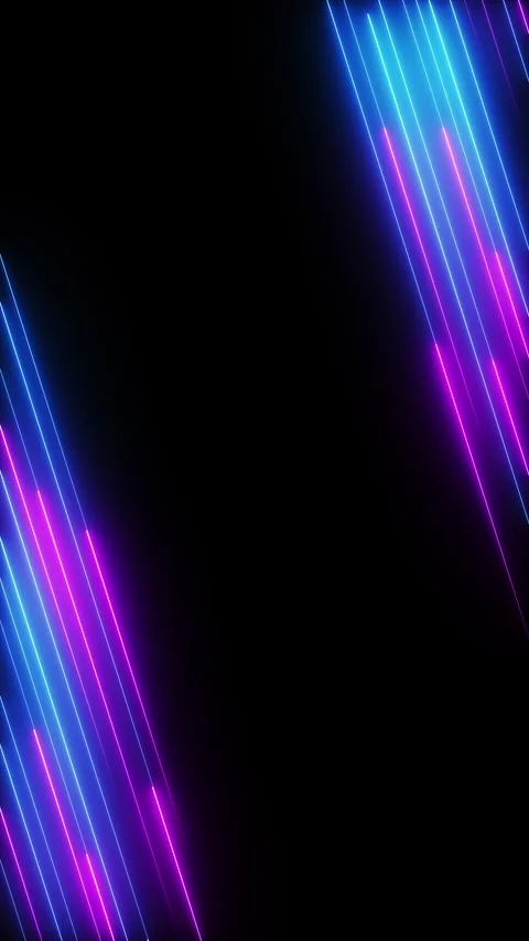 Neon diagonal light streaks dark tech background loop. Vertical video 4K Stock Footage 328288068