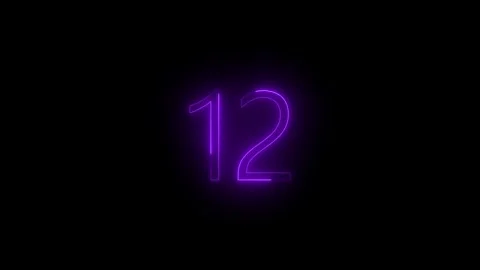 Neon dial 12 icon glowing black background animation Vidéo 289473431