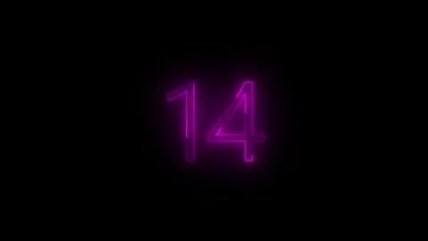 Neon dial 14 icon glowing black background animation Видео 289473513