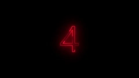 Neon dial 4 icon glowing black background animation Stock Footage 289472370