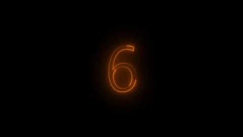 Neon dial 6 icon glowing black background animation Stockbeeldmateriaal 289473146