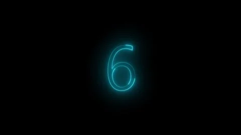 Neon dial 6 icon glowing black background animation Vidéo 289473153