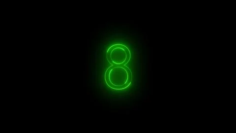 Neon dial 8 icon glowing black background animation Stock-Footage 289473250