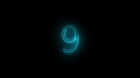 Neon dial 9 icon glowing black background animation Vidéo 289473293