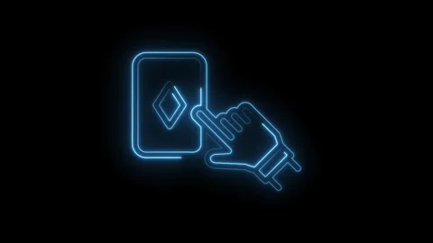 Neon diamond access control security system with hand scanning keycard tech.. Stock Footage 345874534
