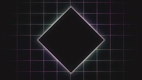 Neon Diamond Frame on Grid Motion Background Stockbeeldmateriaal 346777562
