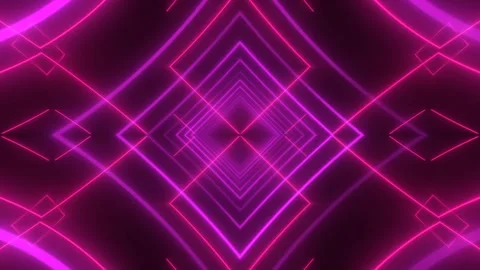 Neon diamond geometric pattern glows and recedes into infinity 스톡 동영상 262598814