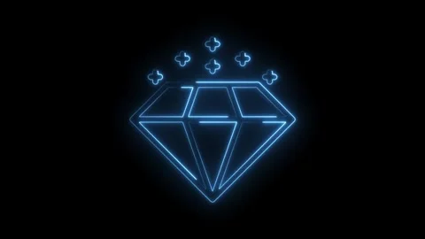 Neon diamond icon animation glowing blue line art on black background stock Stock Footage 322982306