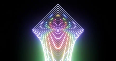 Neon diamond shape moving updown. Rotating multicolor squares. Stock Footage 269541211