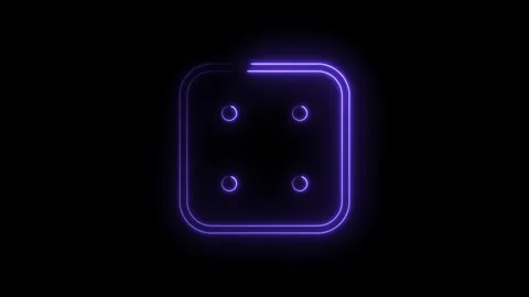 Neon dice number four icon animation on black background gaming concept visua Stock Footage 314543774