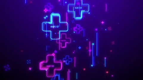 Neon different crosses elements move in a vertical direction Video stock 134817635