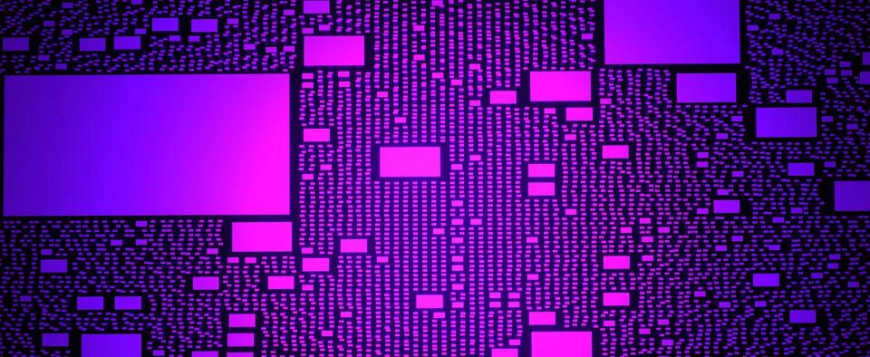 Neon digital abstract techno background. Geometric purple electronic 3d rende Stock Illustration