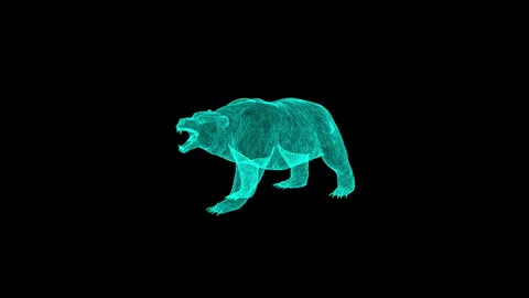 Neon Digital Bear Wireframe - Glowing Aura in a Futuristic Conceptual Artis.. 스톡 동영상 343217485