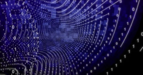 Neon Digital binary background with rotating Planet earth. Seamless loop 4k Stock Footage 123010770