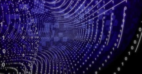 Neon Digital binary background with rotating Planet earth. for network, digit 스톡 일러스트