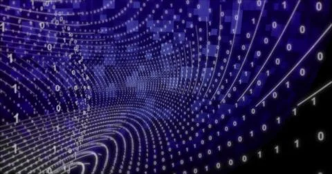 Neon Digital binary background with rotating Planet earth. for network, digit 库存插图