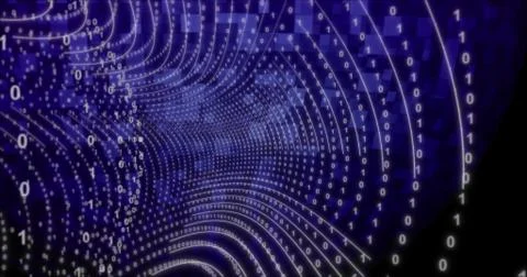 Neon Digital binary background with rotating Planet earth. for network, digit Stock Illustration