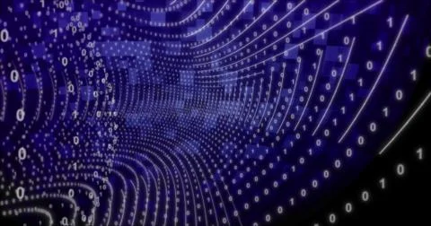 Neon Digital binary background with rotating Planet earth. for network, digit Stockillustratie