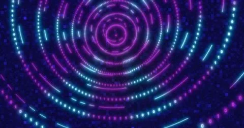 Neon Digital binary tunnel. background for network, big data, data center, di Illustrazione stock