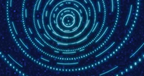 Neon Digital binary tunnel. background for network, big data, data center, di Stock Illustration