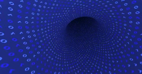 Neon Digital binary tunnel. background for network, big data, data center, di Illustrazione stock