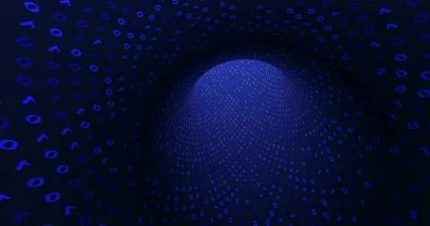 Neon Digital binary tunnel. background for network, big data, data center, di Illustrazione stock