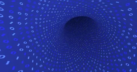 Neon Digital binary tunnel. background for network, big data, data center, di Stock Illustration