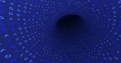 Neon Digital binary tunnel. background for network, big data, data center, di Illustrazione stock