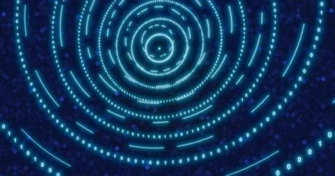 Neon Digital binary tunnel. background for network, big data, data center, di Illustrazione stock