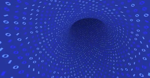 Neon Digital binary tunnel. background for network, big data, data center, di Stock Illustration