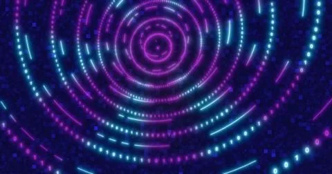 Neon Digital binary tunnel. background for network, big data, data center, di Stock Illustration