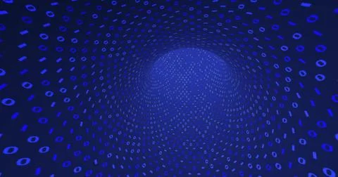 Neon Digital binary tunnel. background for network, big data, data center, di Stock Illustration