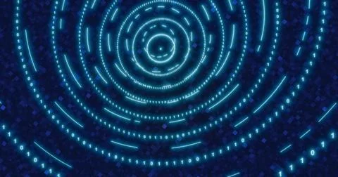 Neon Digital binary tunnel. background for network, big data, data center, di Illustrazione stock