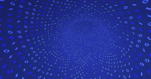 Neon Digital binary tunnel. background for network, big data, data center, di Illustrazione stock
