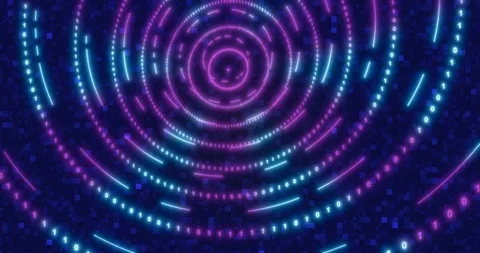 Neon Digital binary tunnel. Seamless loop 4k background for network, big data Video stock 123083501